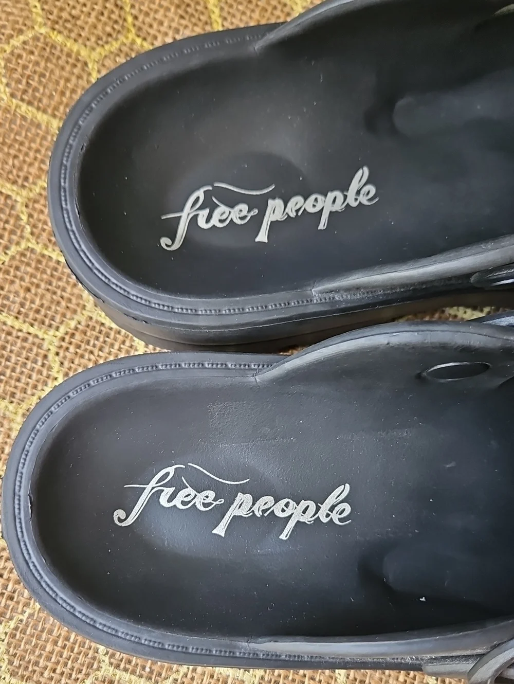 Free People Black Chunky Clog Mules